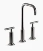 Kohler Purist Widespread bathroom sink faucet with Lever handles, 1.2 gpm – Vibrant Titanium