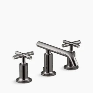 Kohler Purist Widespread bathroom sink faucet with Cross handles, 1.2 gpm – Vibrant Titanium