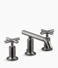 Kohler Purist Widespread bathroom sink faucet with Cross handles, 1.2 gpm – Vibrant Titanium
