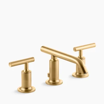 Kohler Purist Widespread bathroom sink faucet with Lever handles, 1.2 gpm - Vibrant Brushed Moderne Brass