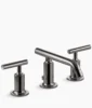 Kohler Purist Widespread bathroom sink faucet with Lever handles, 1.2 gpm – Vibrant Titanium