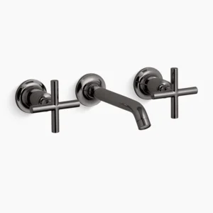 Kohler Purist Wall-mount bathroom sink faucet trim with Cross handles, 1.2 gpm – Vibrant Titanium