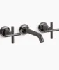Kohler Purist Wall-mount bathroom sink faucet trim with Cross handles, 1.2 gpm – Vibrant Titanium