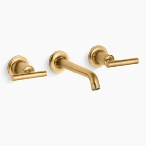 Kohler Purist Wall-mount bathroom sink faucet trim with Lever handles, 1.2 gpm – Vibrant Brushed Moderne Brass
