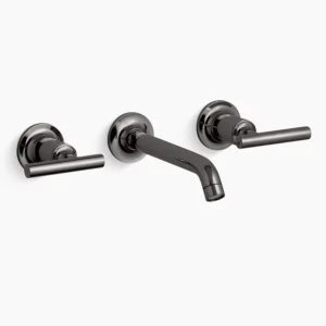 Kohler Purist Wall-mount bathroom sink faucet trim with Lever handles, 1.2 gpm – Vibrant Titanium