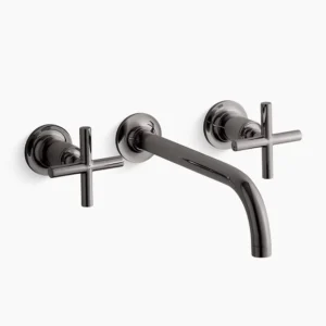 Kohler Purist Wall-mount bathroom sink faucet trim with Cross handles, 1.2 gpm – Vibrant Titanium