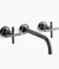 Kohler Purist Wall-mount bathroom sink faucet trim with Cross handles, 1.2 gpm – Vibrant Titanium