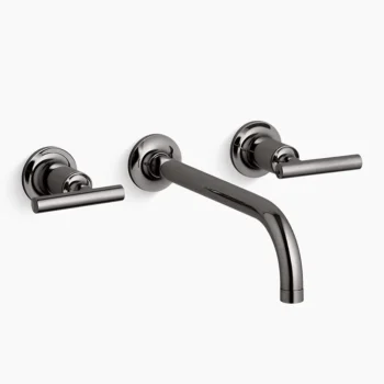 Kohler Purist Wall-mount bathroom sink faucet trim with Lever handles, 1.2 gpm - Vibrant Titanium