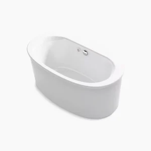 Kohler Sunstruck 60-1/2″ x 34-1/2″ freestanding Heated BubbleMassage‚ air bath with straight shroud – White
