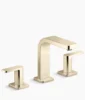 Kohler Parallel Widespread bathroom sink faucet, 0.5 gpm – Vibrant French Gold