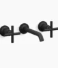 Kohler Purist Wall-mount bathroom sink faucet trim with Cross handles, 1.2 gpm – Matte Black
