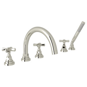 ROHL San Giovanni™ 5-Hole Deck Mount Tub Filler In Polished Nickel