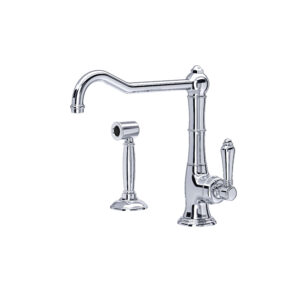 ROHL Acqui® Extended Spout Kitchen Faucet With Side Spray In Polished Chrome