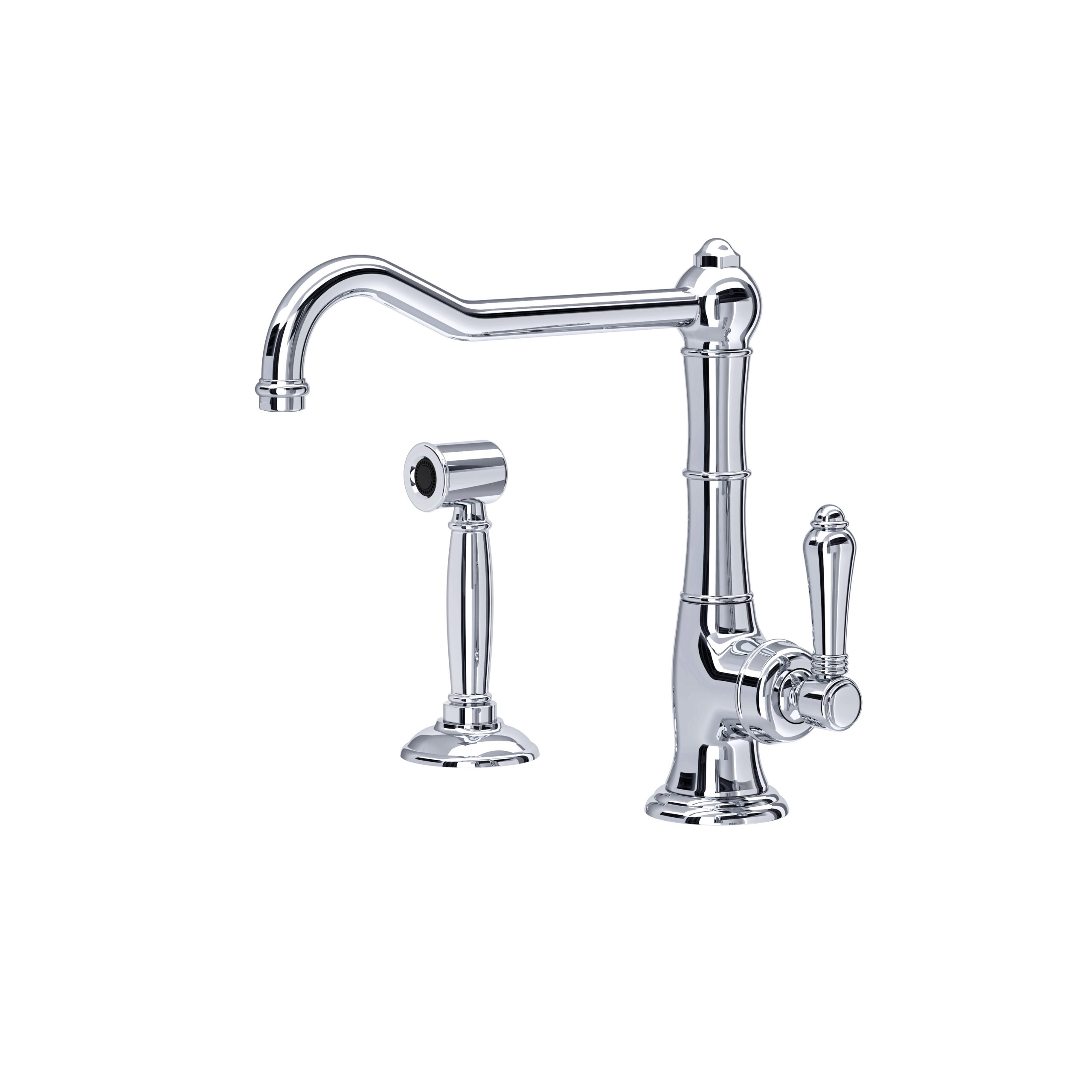 ROHL Acqui® Extended Spout Kitchen Faucet With Side Spray In Polished Chrome