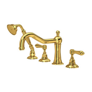 ROHL Acqui® 4-Hole Deck Mount Tub Filler In Unlacquered Brass
