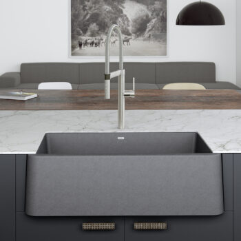 Blanco Ikon SILGRANIT 33" Single Bowl Apron-Front Farmhouse Sink - Metallic Gray - Image 3