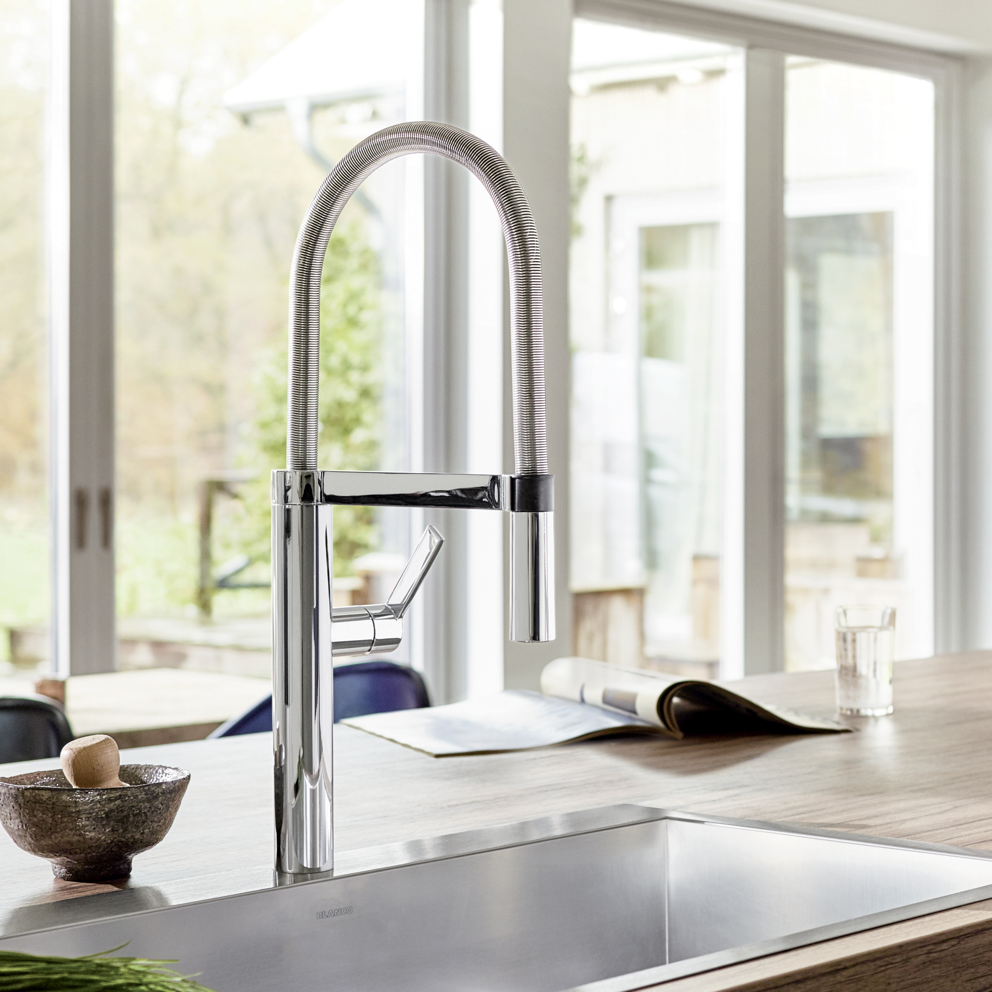 Blanco Blancoculina Semi-Pro Pull-Down Dual-Spray Kitchen Faucet 1.8 GPM - Chrome - Image 3