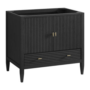 Myrrin 36" Vanity, Carbon Oak w/ Single Hole 3 CM White Zeus Quartz Top & Backsplash - Image 2
