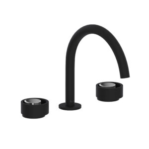 ROHL Eclissi™ Widespread Lavatory Faucet With C-Spout In Matte Black/Polished Chrome