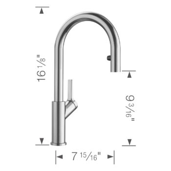 Blanco Urbena Pull-Down Dual-Spray Kitchen Faucet 1.5 GPM - Classic Steel - Image 8