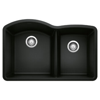 Blanco Diamond SILGRANIT 32" 60/40 Double Bowl Undermount Kitchen Sink - Coal Black