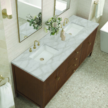 Myrrin 72" Double Vanity, Mid Century Walnut w/ 3 CM Victorian Silver Quartz Top - Image 5