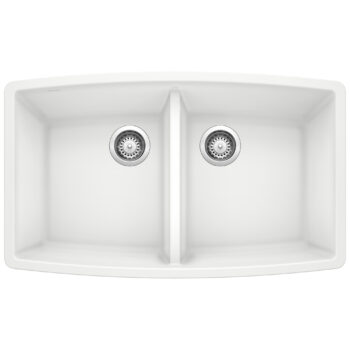 Blanco Performa SILGRANIT 33" 50/50 Double Bowl Undermount Kitchen Sink - White