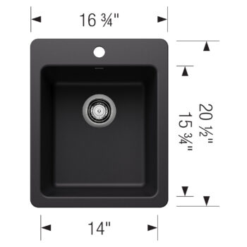 Blanco Liven SILGRANIT 17" Dual Mount Bar Sink - Coal Black - Image 4